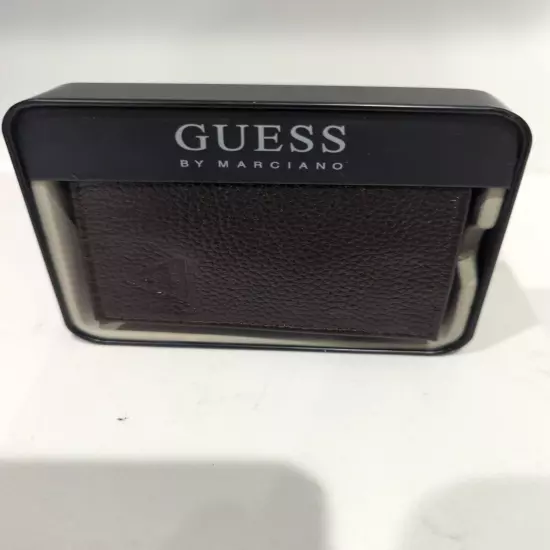 GUESS Men’s Brown soft Leather Logo Tri-Fold Wallet New With Tags + Box NEW