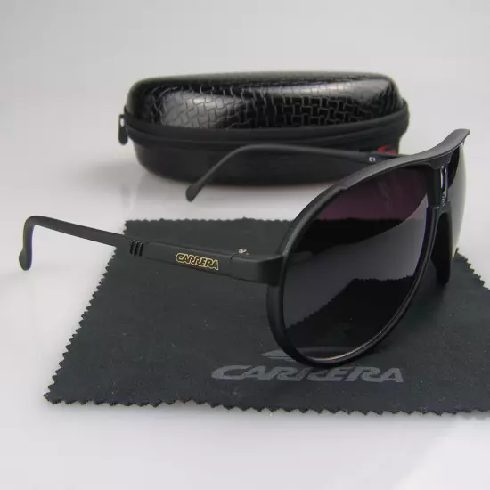 New Men's Women's Retro Outdoor Matte Black Sunglasses Carrera Glasses+Box C01