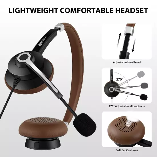 USB Headset with Microphone Noise Cancelling & in-line Call Controls, Ultra C...