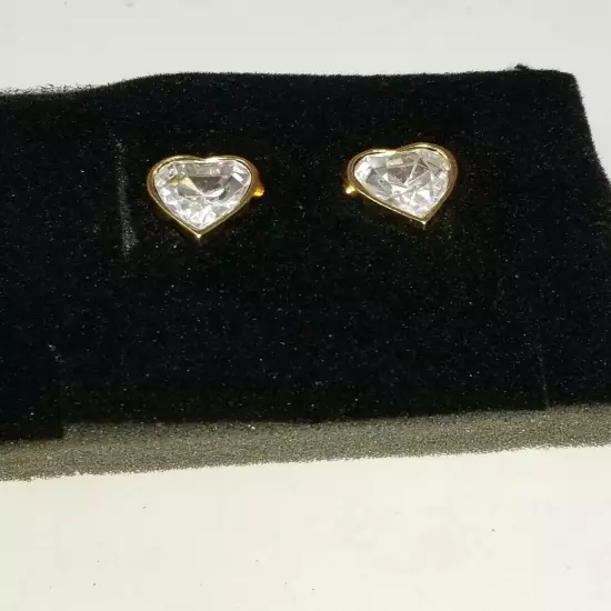 Vintage Avon True To The Heart Clear Earrings W/ Surgical Steel Posts 1992 