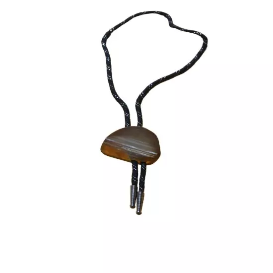 Vtg WESTERN Southwestern LARGE AGATE STONE Bolo Tie