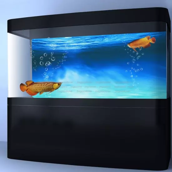 Blue Ocean Glass Aquarium Background Poster PVC Fish Tank Static Cling Backdrop