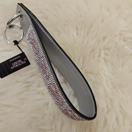 Victoria's Secret rhinestone wristlet strap keychain in Silver 