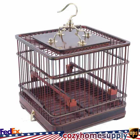 Vintage Retro Bird Cage Wooden Aviary House Birdcage Parrot Macaw with Stand New