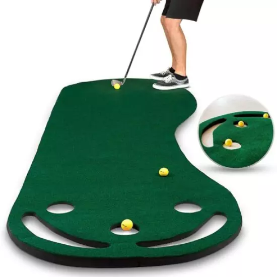 Golf Putting Green Grassroots Mat - 9ft by 3ft Includes Free 3 Yellow Golf Ball