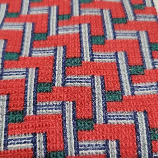 Spauldings Chicago Red Green Blue Stair Pattern Professional SILK 1980s Necktie