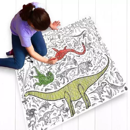 EggNogg Colour In Giant Poster / Tablecloth ~ Childrens Party Unicorns Dinosaurs