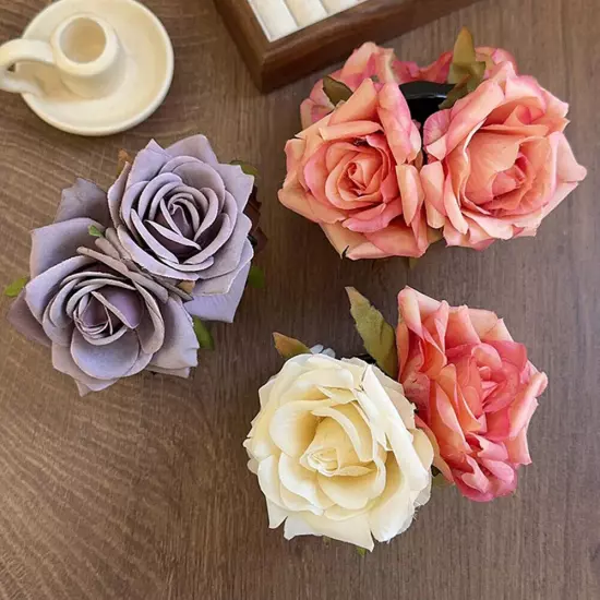 Simulation Flower Rose Hair Claw Headdress Hair Clip Claw Clamp Wedding *