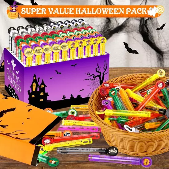 HINZER 80 Pack Halloween Party Favors Mini Bubble Wands Toys Gift... 