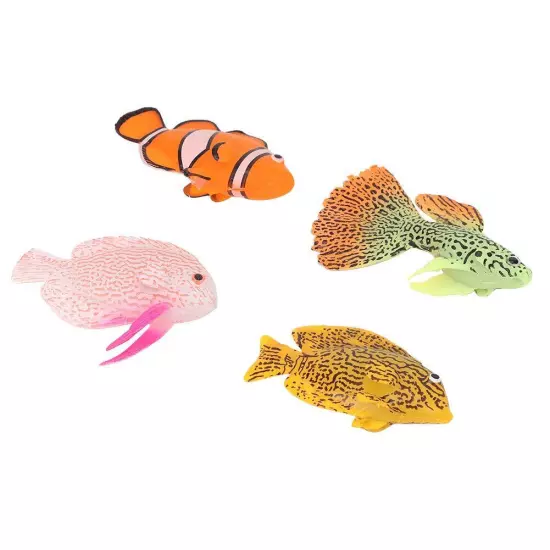 4Pcs Artificial Silicone Tropical Fish, Aquarium Artificial Fishes Glowing Ef...