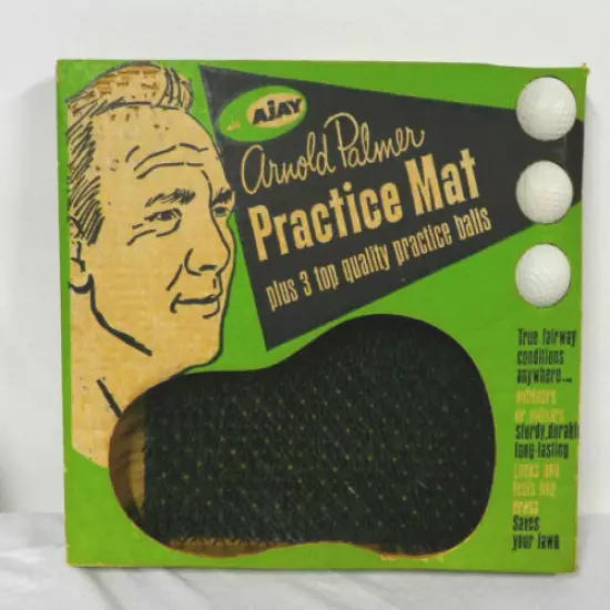 VINTAGE ARNOLD PALMER AJAY PRACTICE MAT & BALLS UNUSED in BOX VINTAGE CLEAN