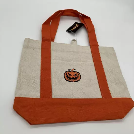 [01757707] Spirit Halloween Exclusive New 2024 Embroidered Pumpkin Mini Tote Bag