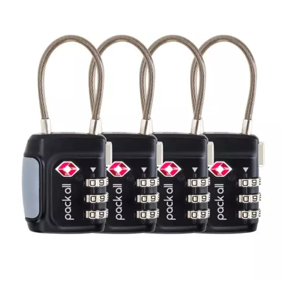 TSA Approved Cable Luggage Locks, 3 Digit Combination Padlocks, Travel Lock f...