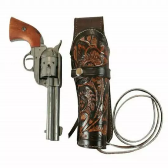 NEW .22 calRight Cross Draw Tooled Leather Case Revolver Holster Gun Pistol SASS