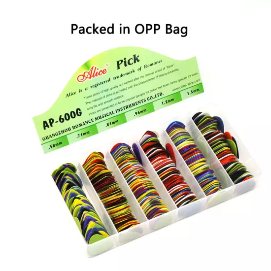 Lots of 100pcs Alice AP-G Projecting Nylon Guitar Picks Anti-Slip Mixed Colors