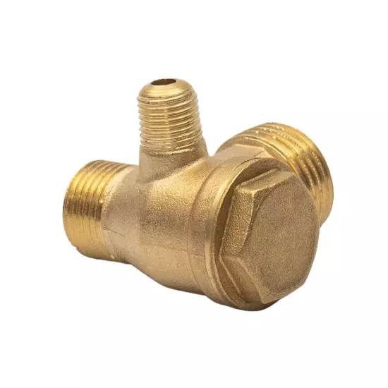 Gold Air Compressor 3-Port Brass Male Threaded Check Valve Connector Tools 1 Pcs