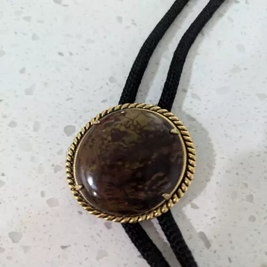 Tiger's Eye Stone Mens Bolo Tie Cowboy Vintage 