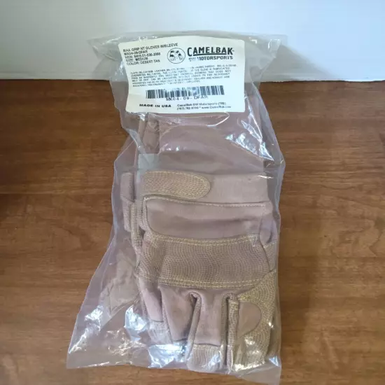 Camelbak Max Grip NT Glovesw/Sleeve Desert Tan Medium MX04-09-Dfar New 