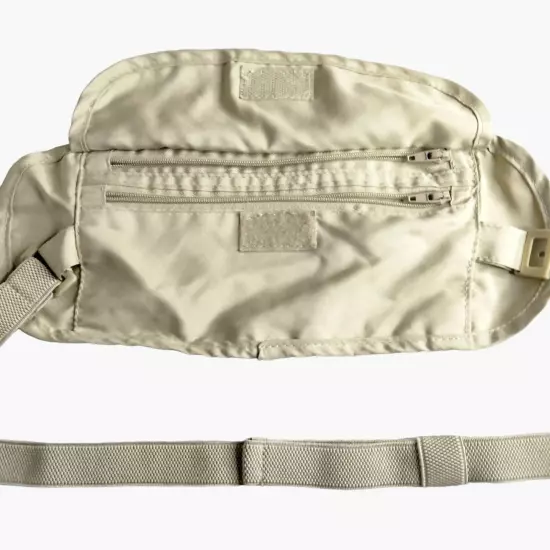 Travel Pouch Money Belt Fanny Pack Belt Bag Ivory Beige Dual Zipper Lightweight