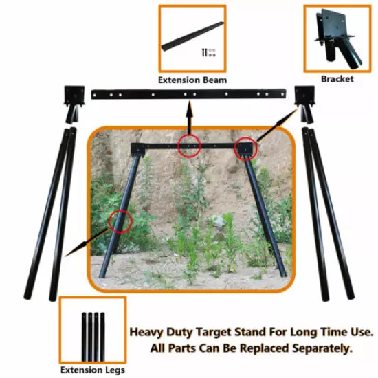 AR500 Shooting Target System Stand Chains & 6"8" Gongs+7"x12" Torso+10" Bullseye