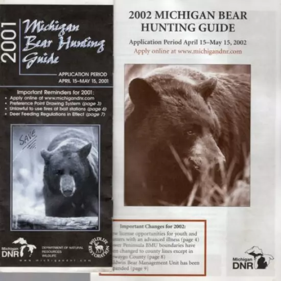 6X MICHIGAN DNR WILD TURKEY HUNTER LICENSE GUIDES DIGESTS DEER-BEAR-TURKEY-PATCH