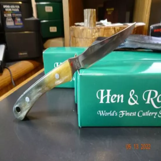 HEN & ROOSTER 6 1/2" CAPING KNIFE MADE 4 2020 GENUINE OX HORN HANDLE 4.116 SS