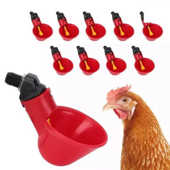 6/3/2pc Chicken Poultry Water Drinker Cup Coop Bowl Automatic Pigeon Farm Feede√