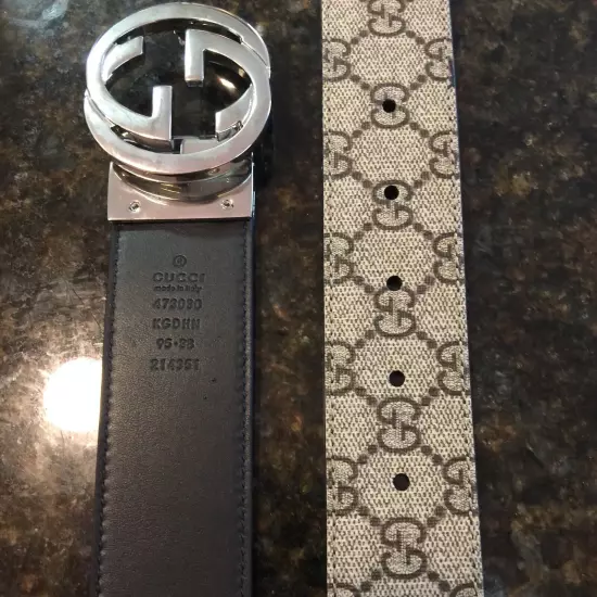 Authentic Gucci Logo Supreme Reversible Belt Sz 95cm