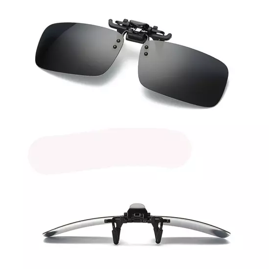 Mens Polarized Day Night Vision Flip-up Clip-on Lens Driving Glasses Sunglasses