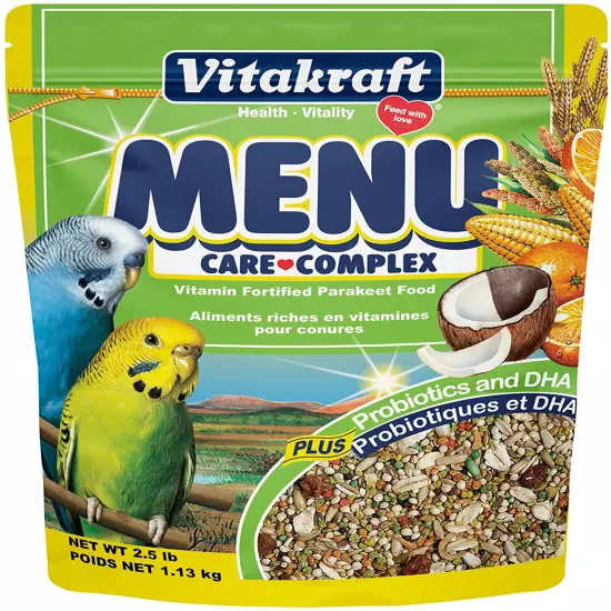 Vitakraft Menu Premium Parakeet Food - Vitamin-Fortified - Daily Pet Bird Food, 