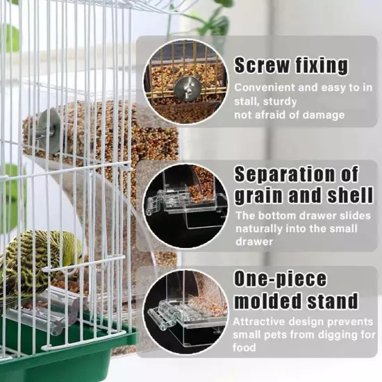 No Mess Bowl Auto Cage Bird Feeder Cup Automatic ParrotsCanary Cockatiel; S7Y4