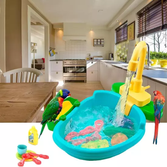 Parrot Shower, Bird Bathtub, Automatic 13.7*9.4*3.2inch, Green 