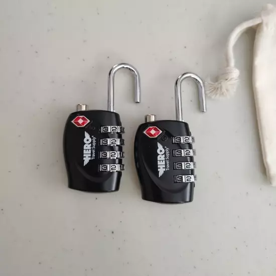 Hero Luggage Lock 2 Pack TSA Approved Locks Black New