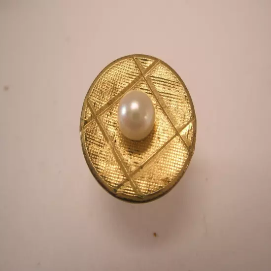 Seed Pearl 1/20 14K GF Gold Filled Vintage CORRECT QUALITY Tie Tack Lapel Pin