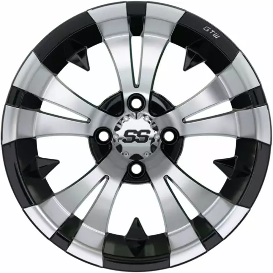 Set of 4 GTW 14" Vampire Machined/Black Golf Cart Wheels on 23" A/T Tires