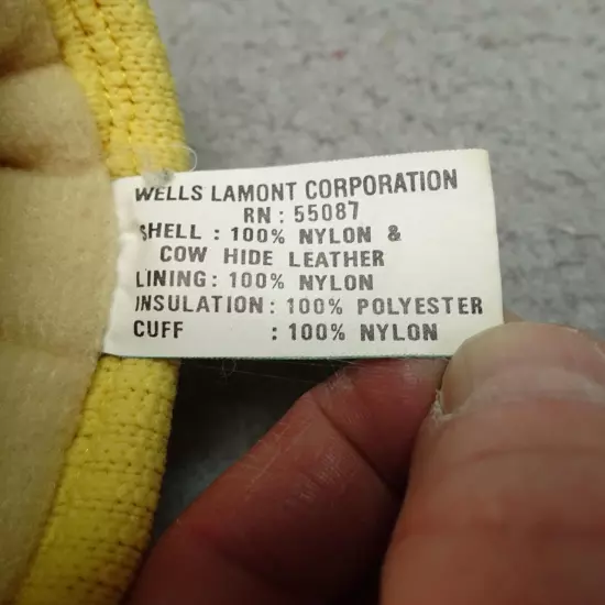 Vintage Hotfingers Gloves Wells Lamont Womens L Yellow Snow Ski Leather Nylon