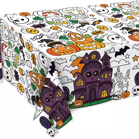 OHOME Halloween Decorations - Paper Coloring Tablecloth 54" x 88", 