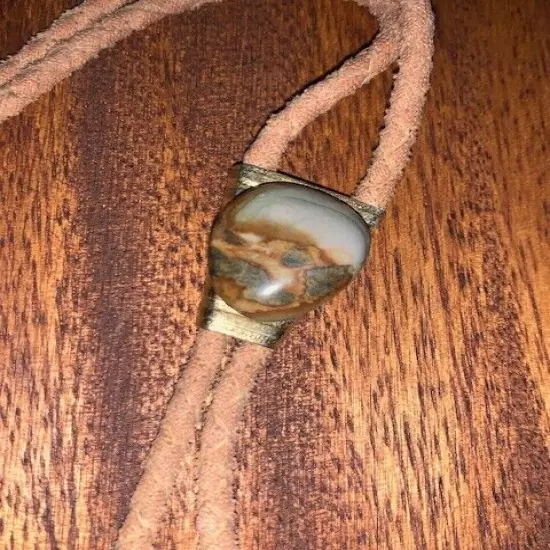 Vintage Country Western Blue Ocean Jasper Stone Bolo Tie