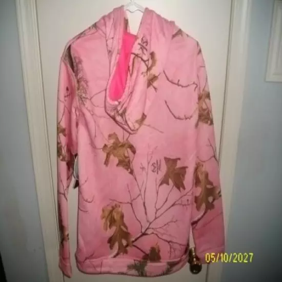 REALTREE WOMENS PINK SWEATSHIRT PULLOVER HOODIE LADIES MEDIUM NEW WITH TAGS