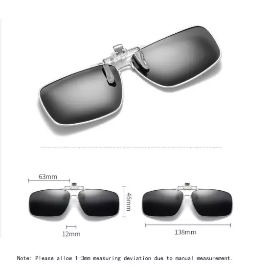 Metal Polarized Clip-On Sunglasses Men Women Flip Up Lens Driving Glasses New