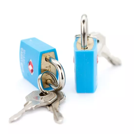 Miami CarryOn TSA Approved Padlock - Best Keyed Luggage Lock Light Blue (2 Pack)