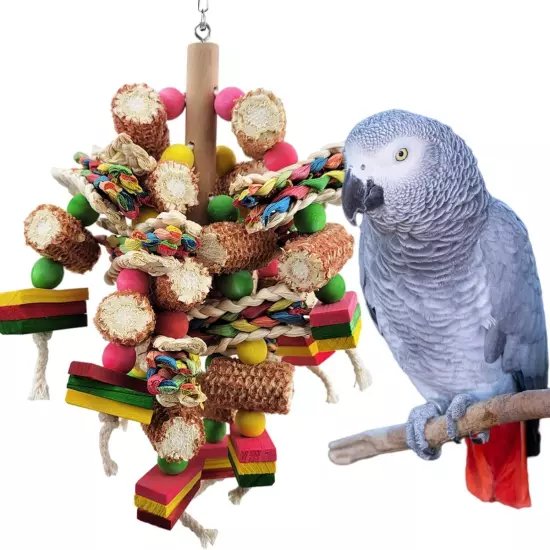 Bird Toys, Parrot Toys Made of Natural Multi-Colored Wooden... 