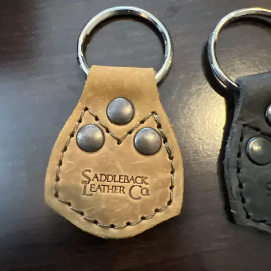 (3) Saddleback Leather Key Chains Dusty Carbon and two tobacco