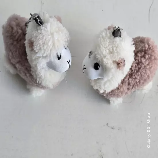 Lamb fur decoration key chain bag's pendant cell phone ornament 2pcs sheep charm