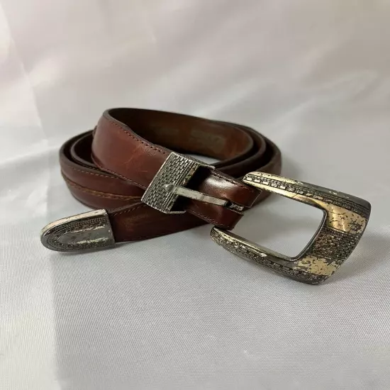 Vintage Brighton Onyx 1993 Brown Leather Belt Mens 40