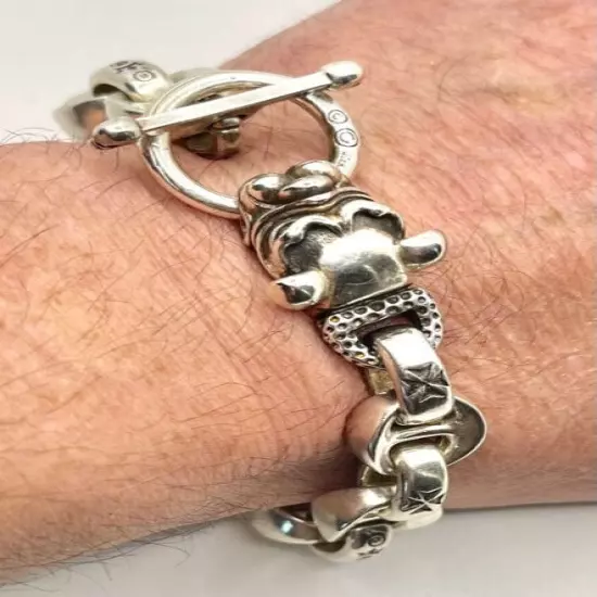 C'est Magnifique Vintage Silver Single Dog Biker Heavy BRACELET 96g