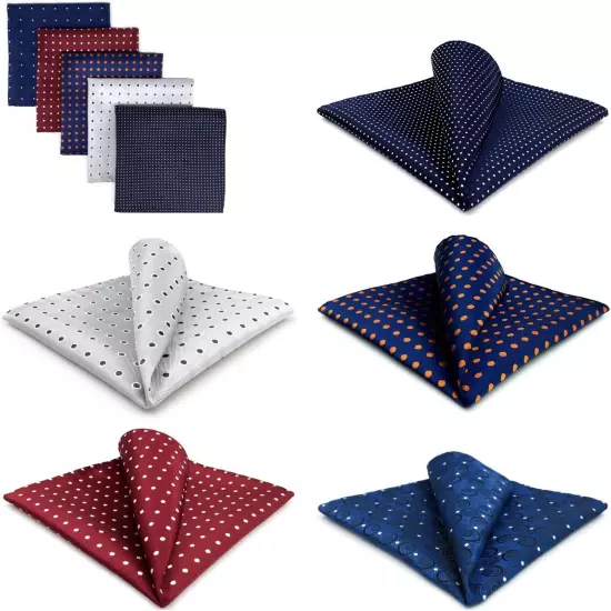 SHLAX&WING 5 Pieces Assorted Mens Silk Pocket Square Set Handkerchiefs