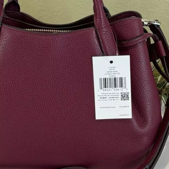 KATE SPADE DUMPLING SMALL SATCHEL CROSSBODY BAG PURSE BLACKBERRY MERLOT LEATHER