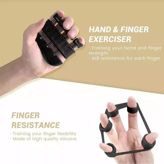 Grip Strength Trainer Kit (5 Pack), Adjustable Resistance Hand Grip Strengthener