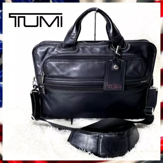 Appraised Tumi 2Way Business Bag Genuine Leather Black A4 Pc